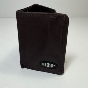 Big Skinny Mens Brown Minimalist Lightweight Trifold Utilitarian Canvas Wallet
